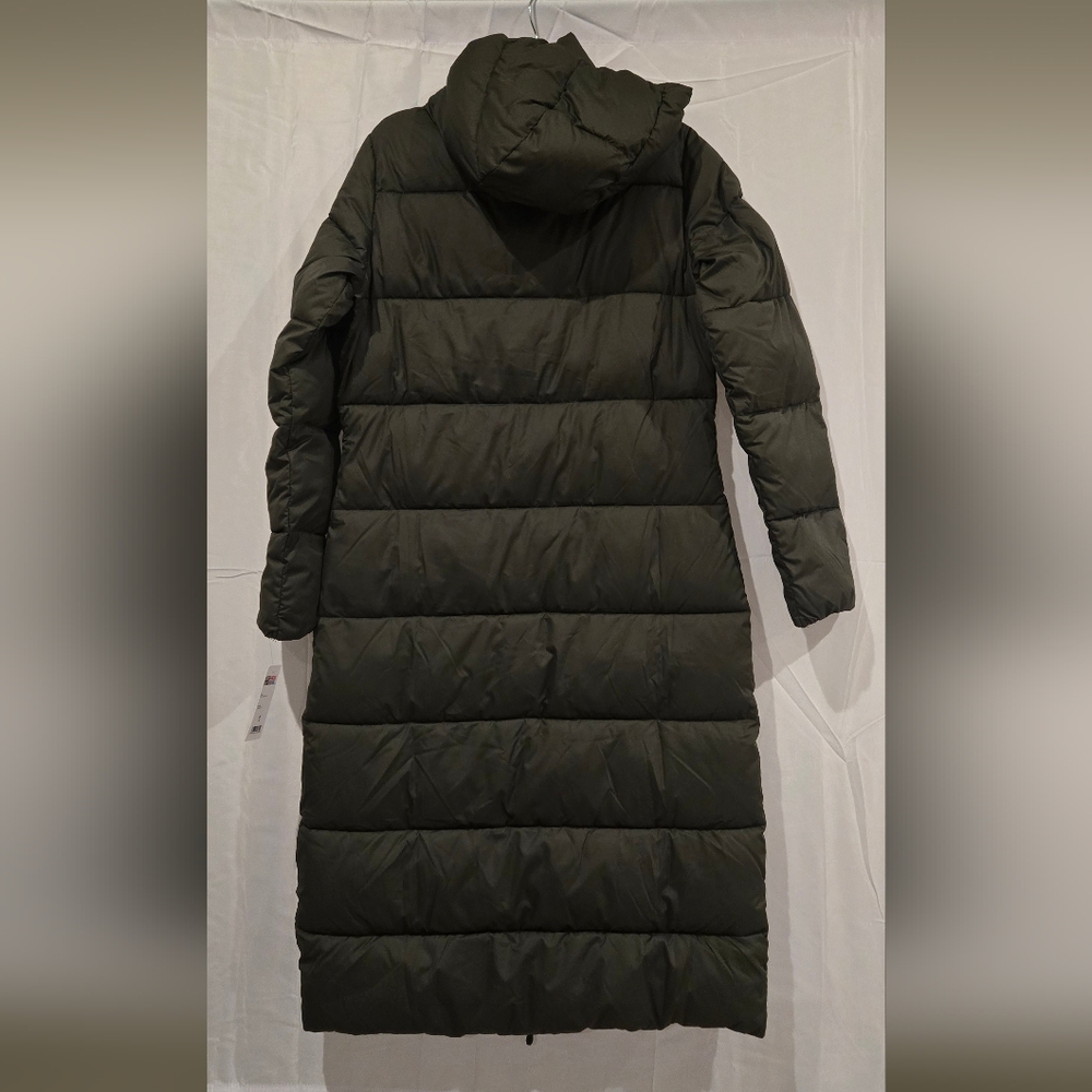 32 Degrees Olive Green Long Puffer Coat with Hood - Picture 2 of 3